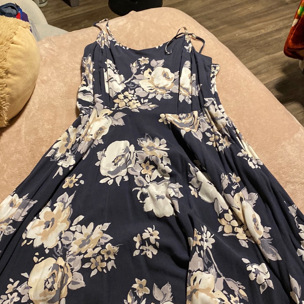 floral navy blue dress